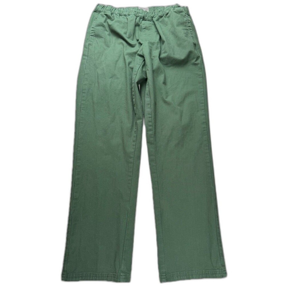Pact Mens XL‎ Canvas Chino Pants Elastic Waist Green Woven